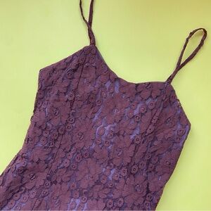 Vintage 70s 80s Brown Lace Sleeveless Sheath Cocktail Dress